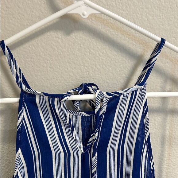 Striped Blue and White Women's Peplum Top, Size Large - Picture 4 of 5